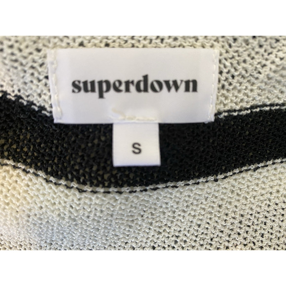 Superdown Adrianna Knit Sweater Black & White Striped From Revolve - Picture 5 of 9